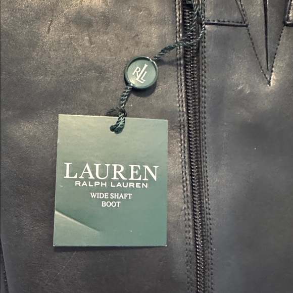 NWT Ralph Lauren Margarite Black Leather 1" Heel Riding Boots Size 9.5 wide calf - Picture 14 of 16